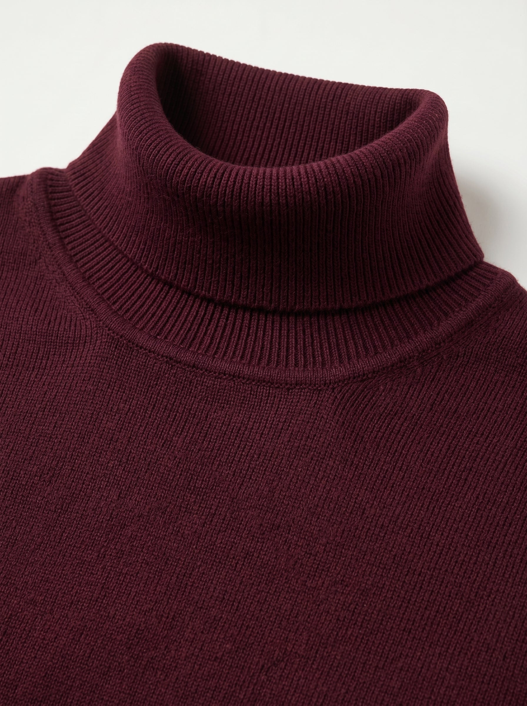 Lightweight Turtleneck Wool Sweater — Wine red
