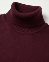 Lightweight Turtleneck Wool Sweater — Wine red