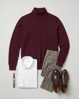 Lightweight Turtleneck Wool Sweater — Wine red