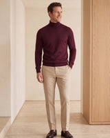 Lightweight Turtleneck Wool Sweater — Wine red