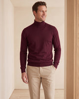 Lightweight Turtleneck Wool Sweater — Wine red