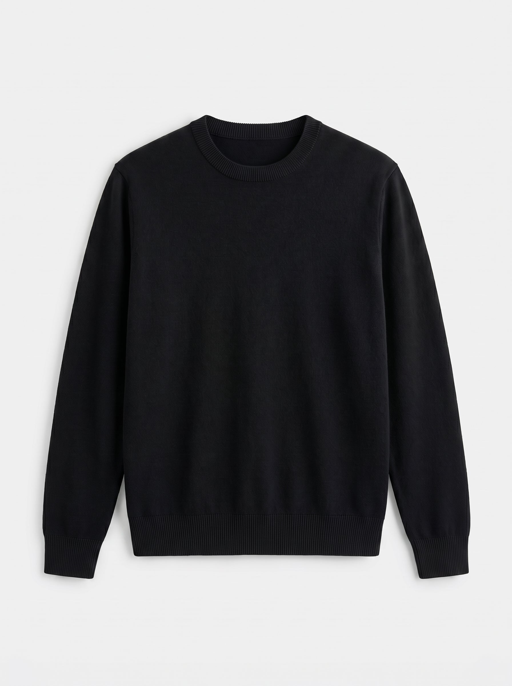 Lightweight Crew Neck Wool Sweater — Black