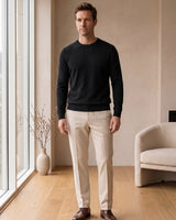 Lightweight Crew Neck Wool Sweater — Black