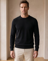 Lightweight Crew Neck Wool Sweater — Black