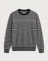 Lightweight Crew Neck Wool Sweater — Black_Pit stripe
