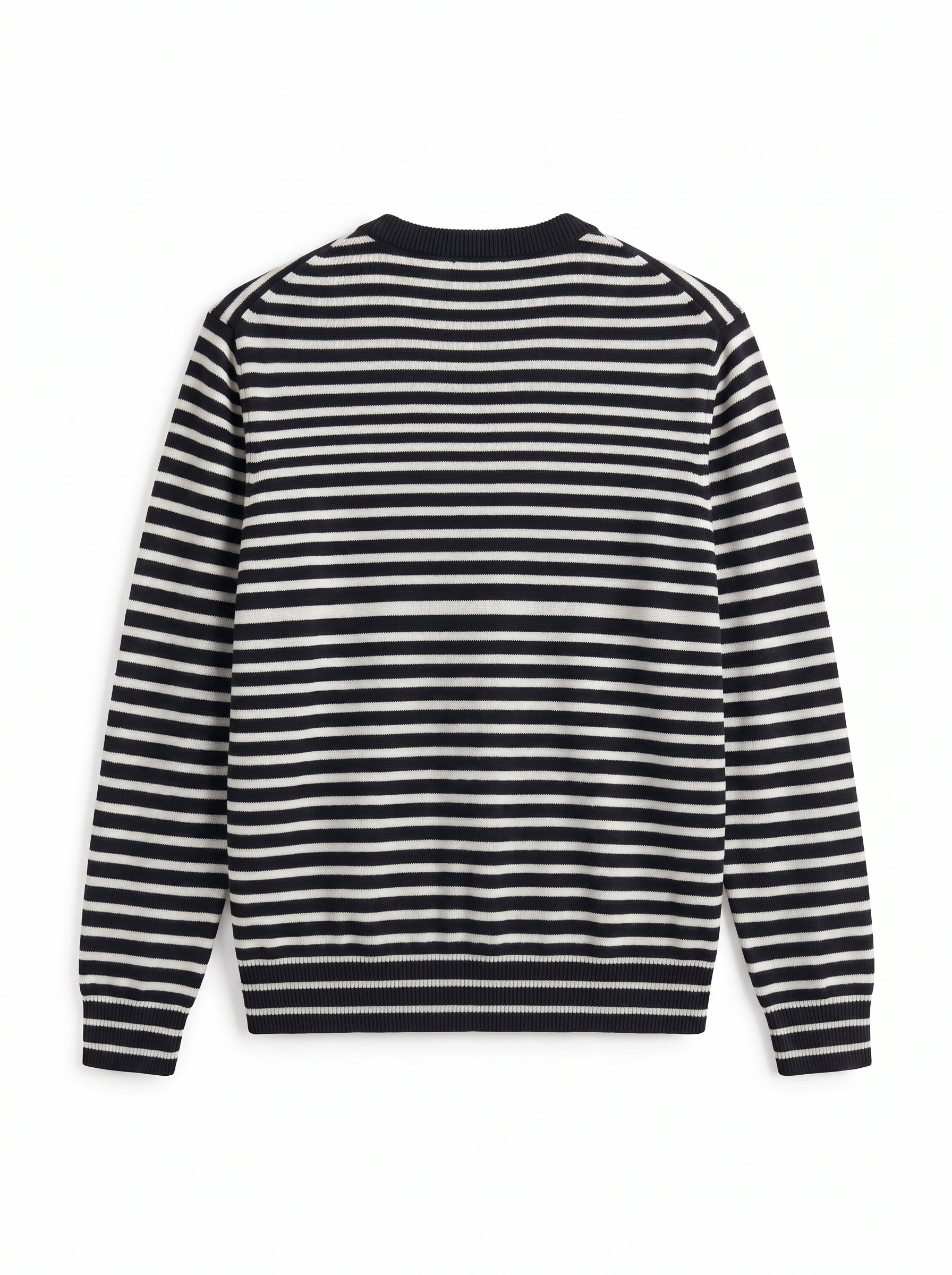 Lightweight Crew Neck Wool Sweater — Black_Pit stripe