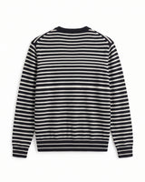 Lightweight Crew Neck Wool Sweater — Black_Pit stripe
