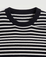 Lightweight Crew Neck Wool Sweater — Black_Pit stripe