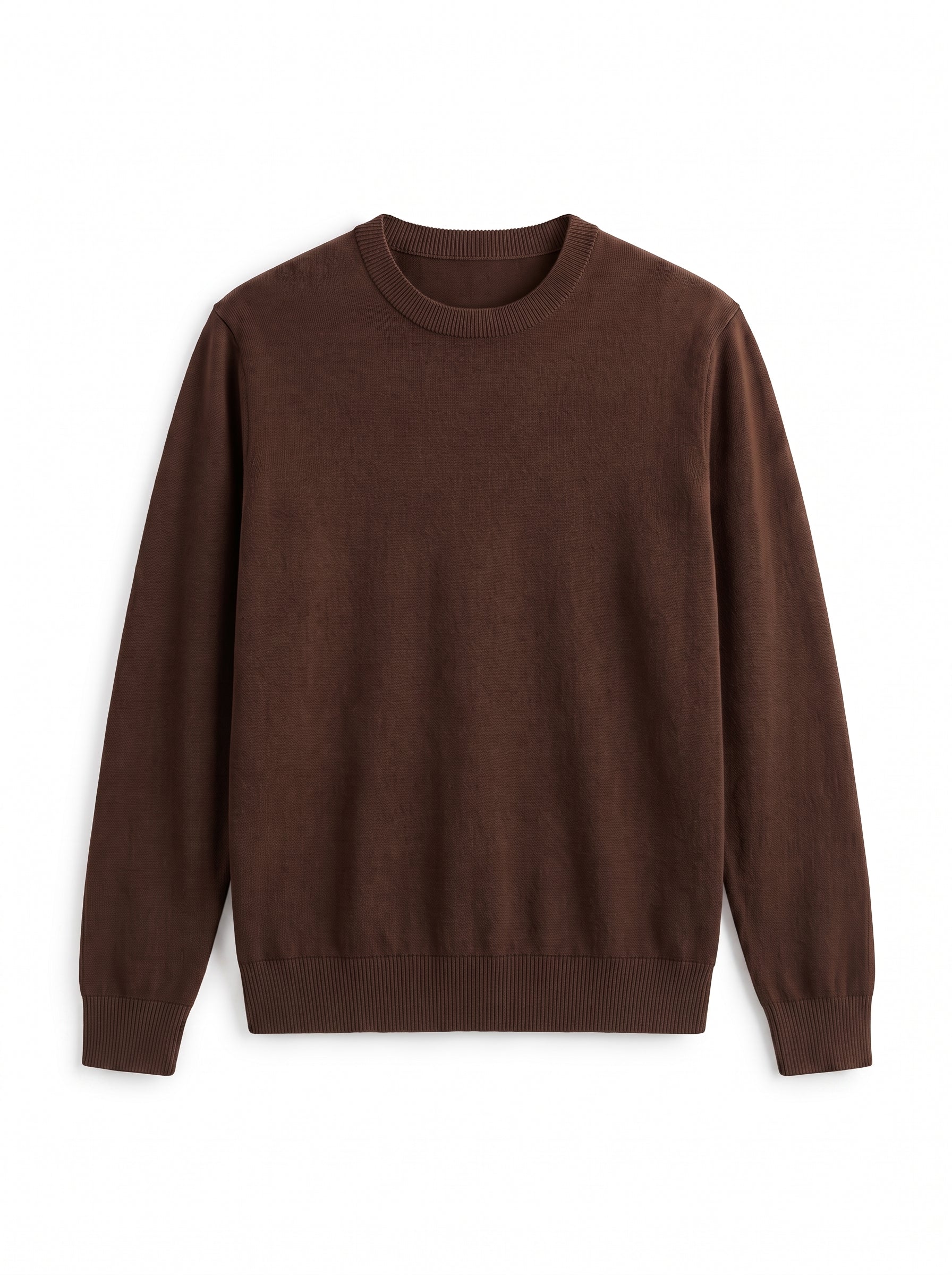 Lightweight Crew Neck Wool Sweater — Brown