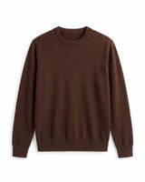 Lightweight Crew Neck Wool Sweater — Brown