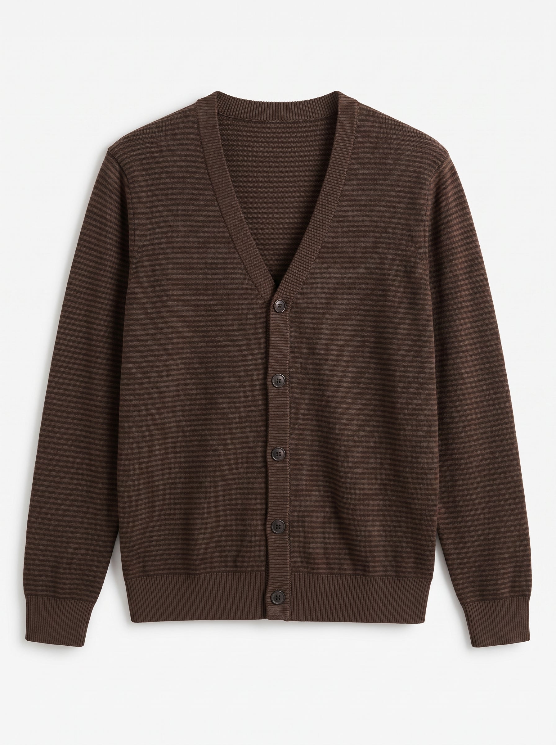 Lightweight Crew Neck Wool Sweater — Brown_Pit stripe