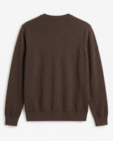 Lightweight Crew Neck Wool Sweater — Brown_Pit stripe