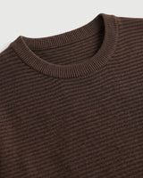 Lightweight Crew Neck Wool Sweater — Brown_Pit stripe