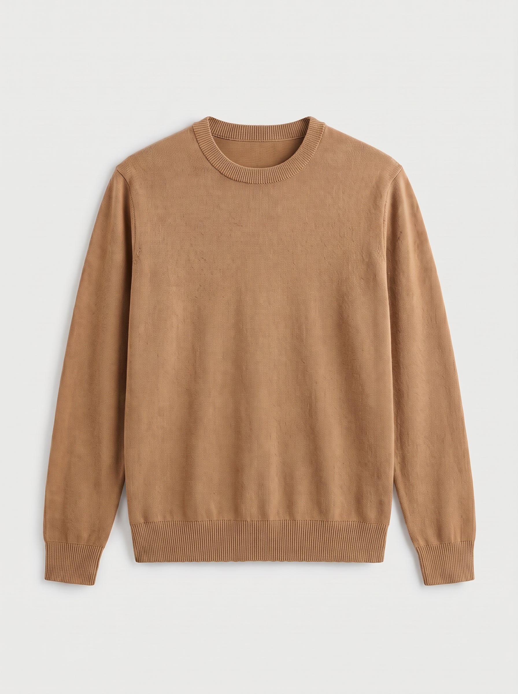 Lightweight Crew Neck Wool Sweater — Camel