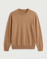 Lightweight Crew Neck Wool Sweater — Camel