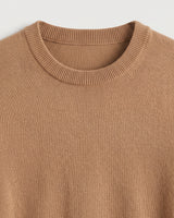 Lightweight Crew Neck Wool Sweater — Camel