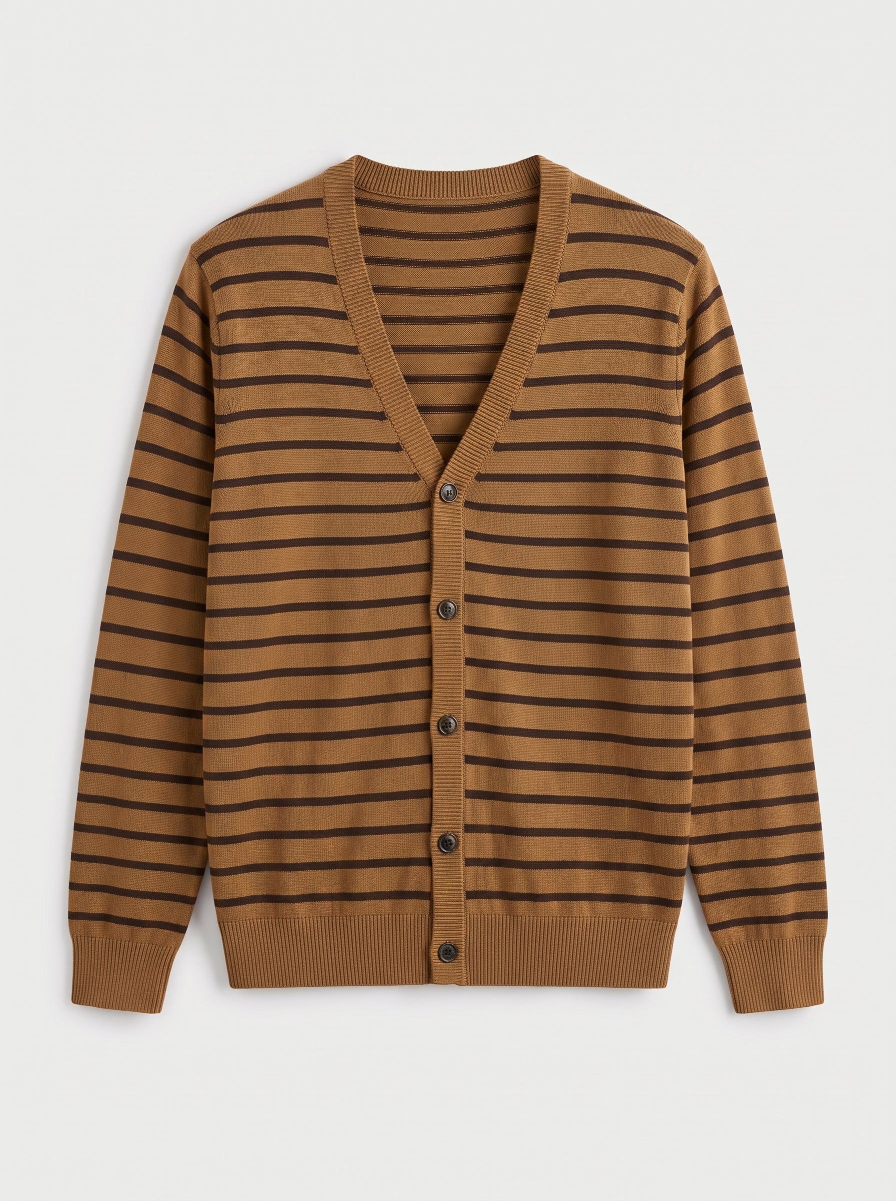 Lightweight Crew Neck Wool Sweater — Camel_Pit stripe