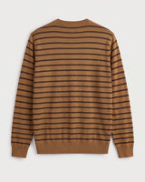 Lightweight Crew Neck Wool Sweater — Camel_Pit stripe