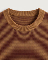 Lightweight Crew Neck Wool Sweater — Camel_Pit stripe