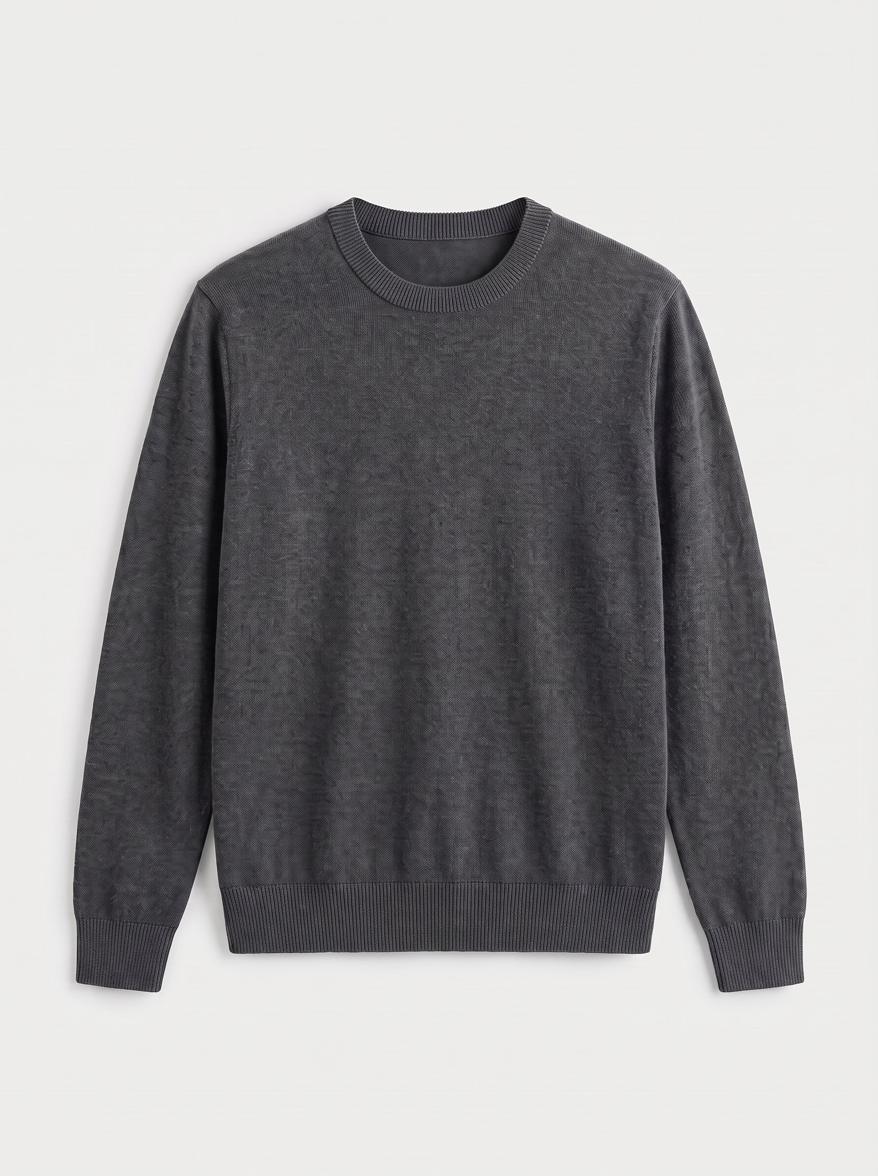 Lightweight Crew Neck Wool Sweater — Dark grey