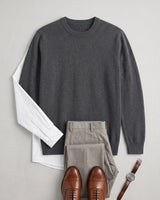 Lightweight Crew Neck Wool Sweater — Dark grey