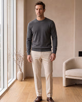 Lightweight Crew Neck Wool Sweater — Dark grey