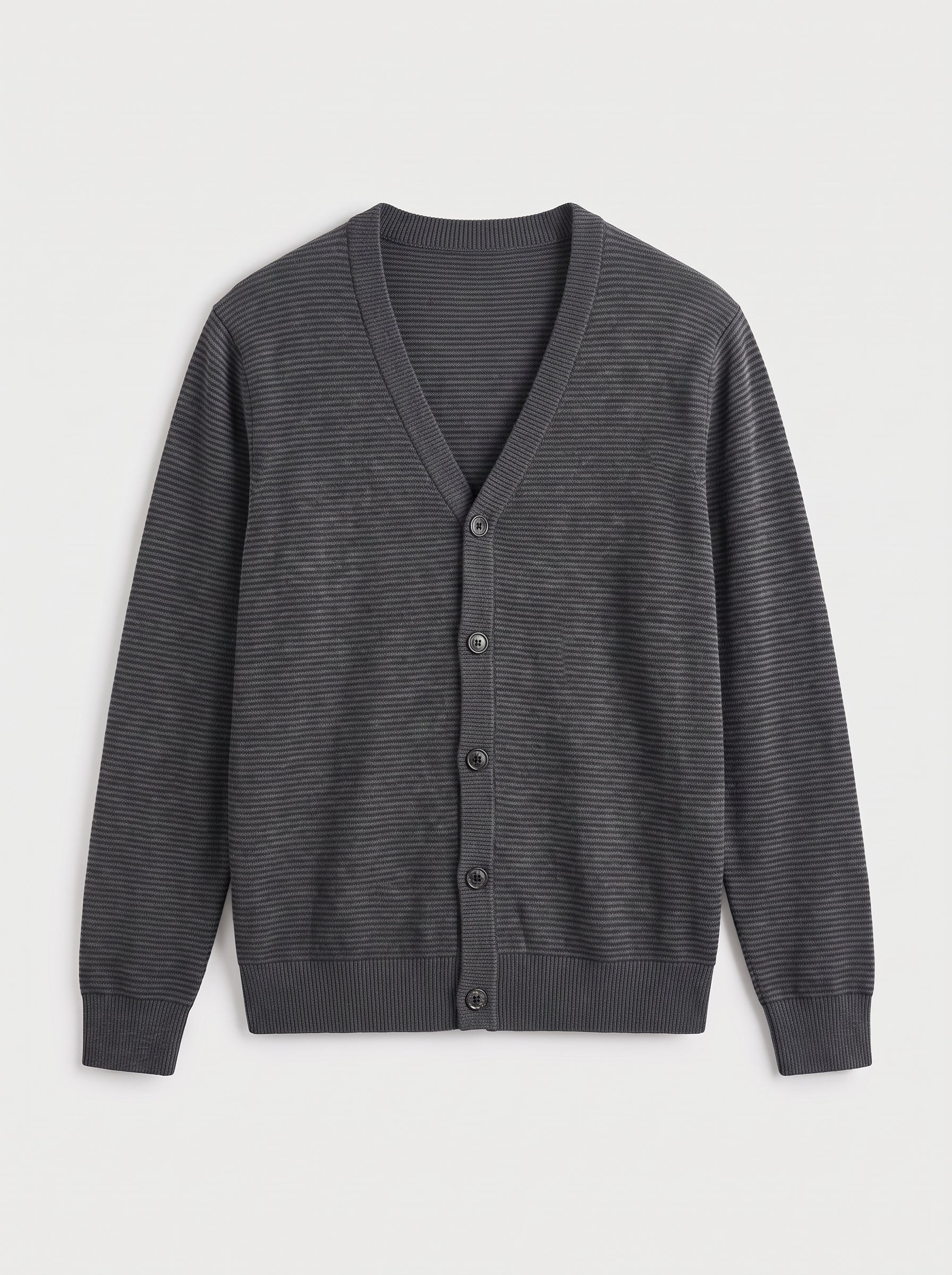 Lightweight Crew Neck Wool Sweater — Dark grey_Pit stripe