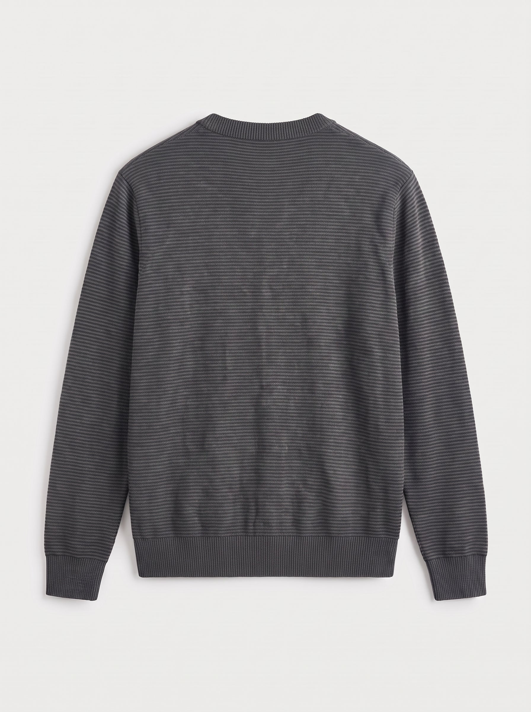 Lightweight Crew Neck Wool Sweater — Dark grey_Pit stripe