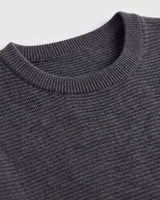 Lightweight Crew Neck Wool Sweater — Dark grey_Pit stripe