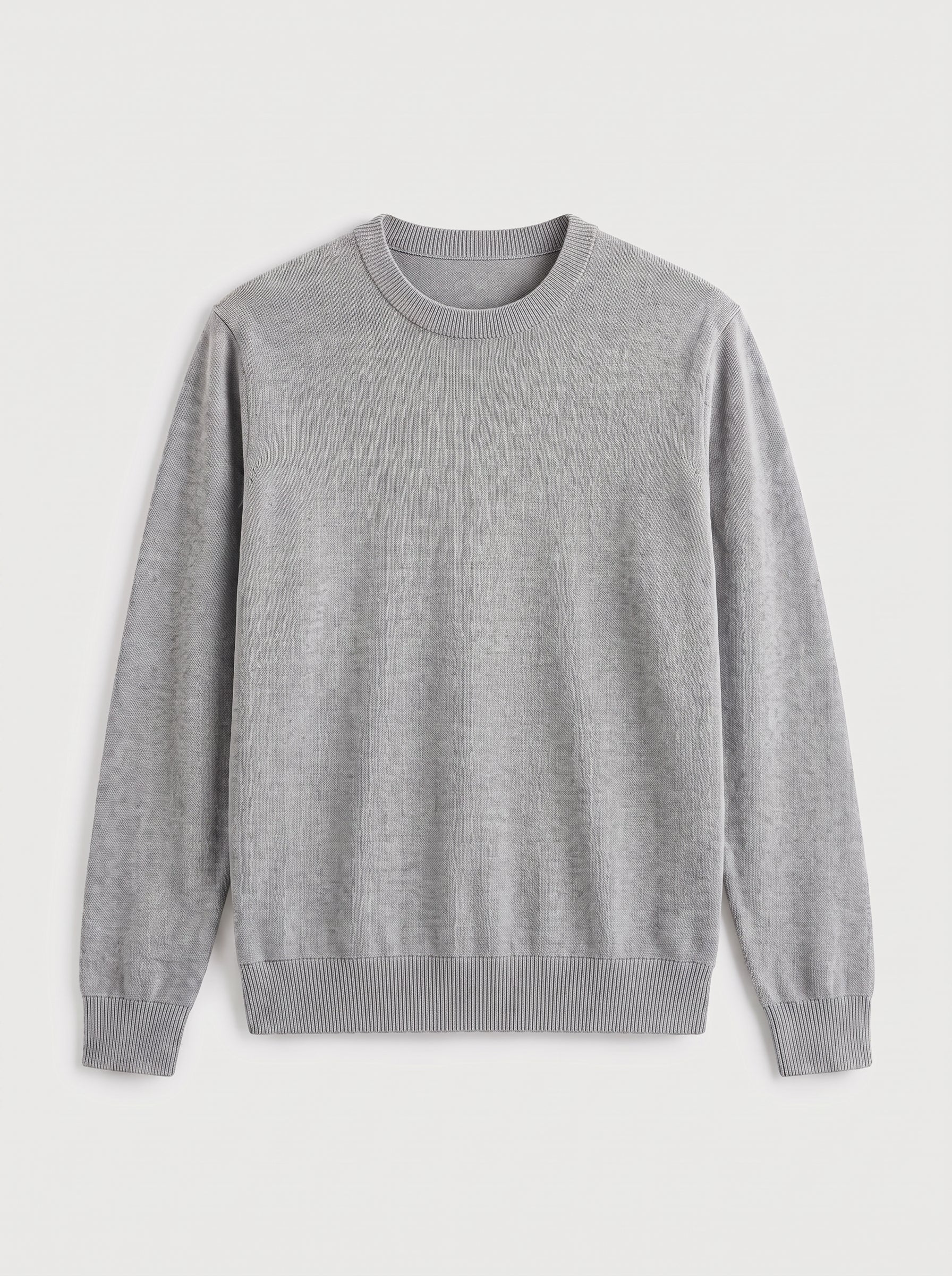 Lightweight Crew Neck Wool Sweater — Light grey