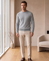 Lightweight Crew Neck Wool Sweater — Light grey