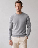 Lightweight Crew Neck Wool Sweater — Light grey