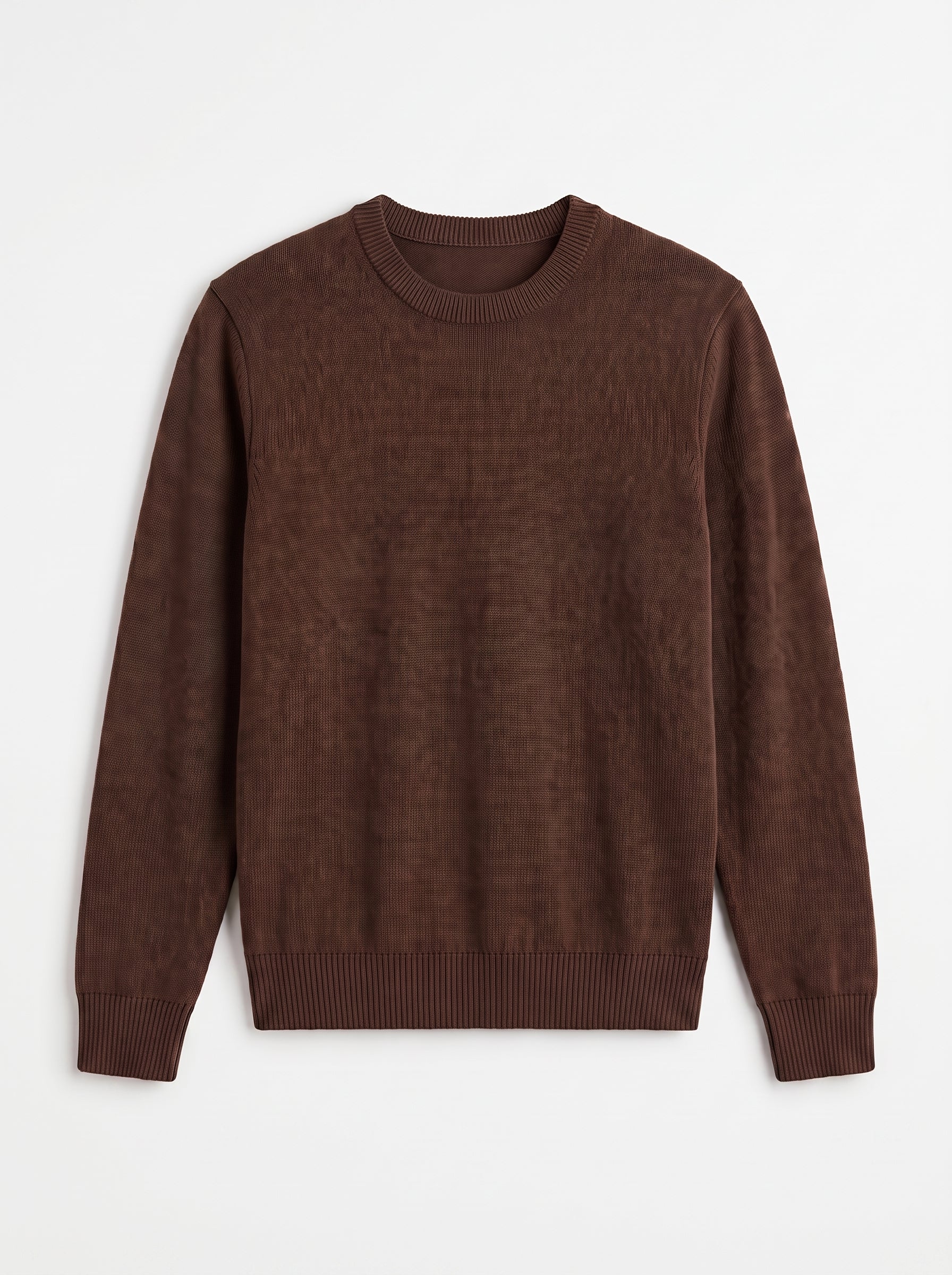 Classic Crew Neck Wool Sweater — Brown