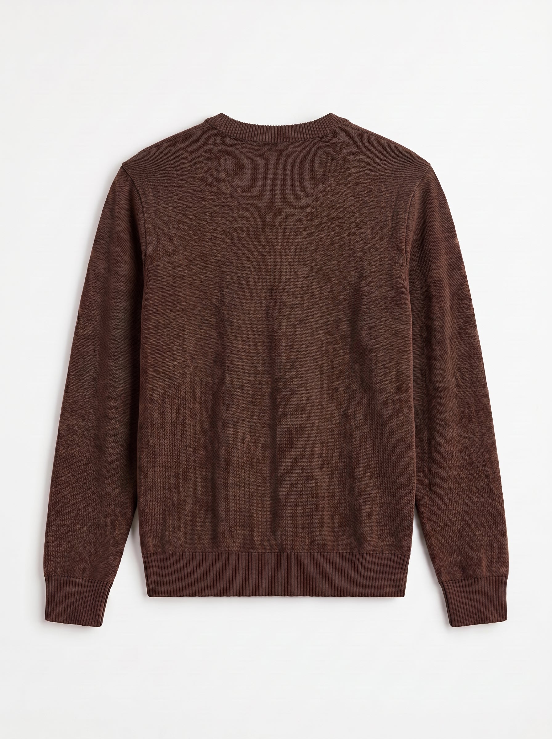 Classic Crew Neck Wool Sweater — Brown