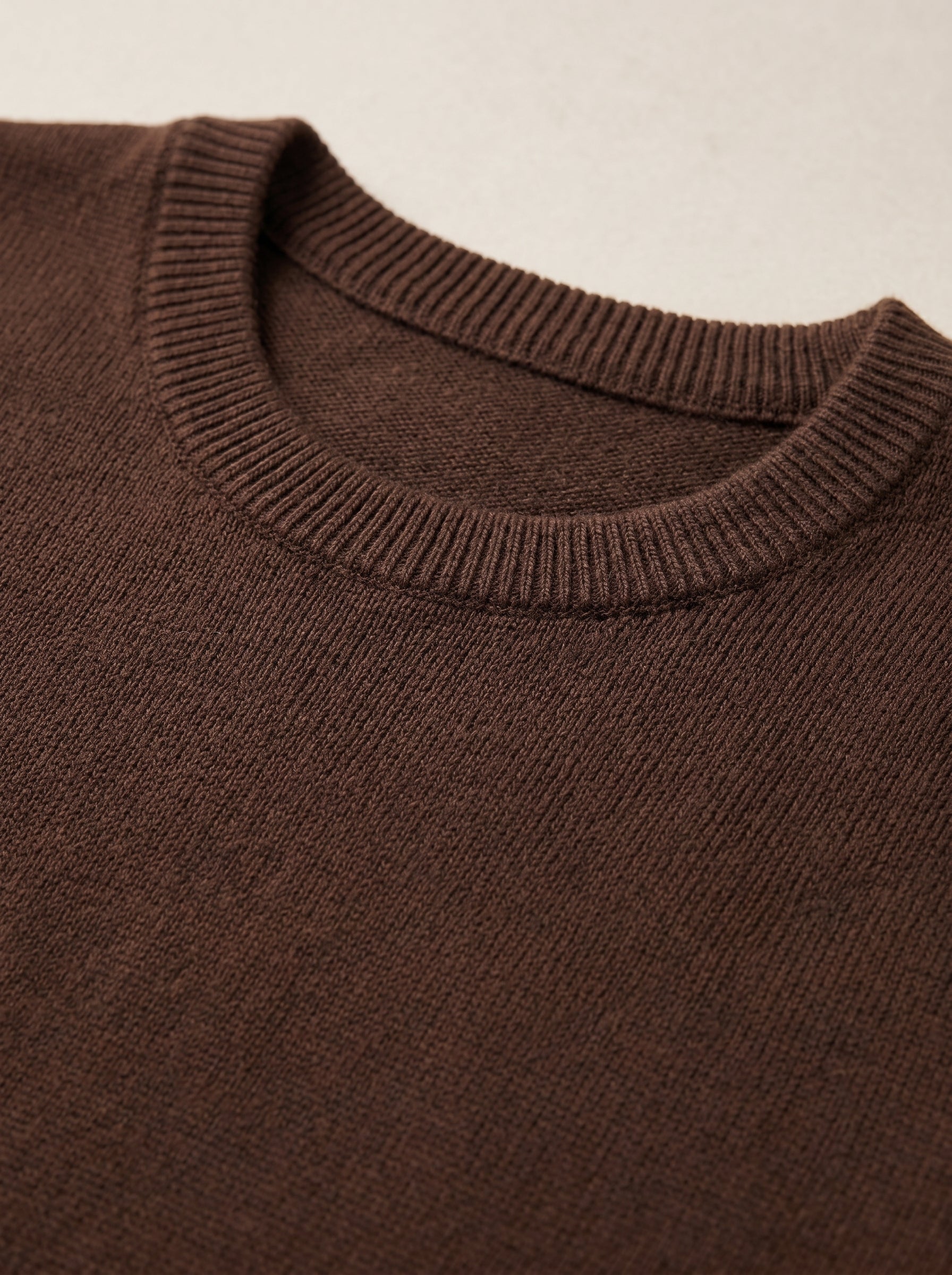 Classic Crew Neck Wool Sweater — Brown