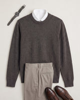 Classic Crew Neck Wool Sweater — Dark grey