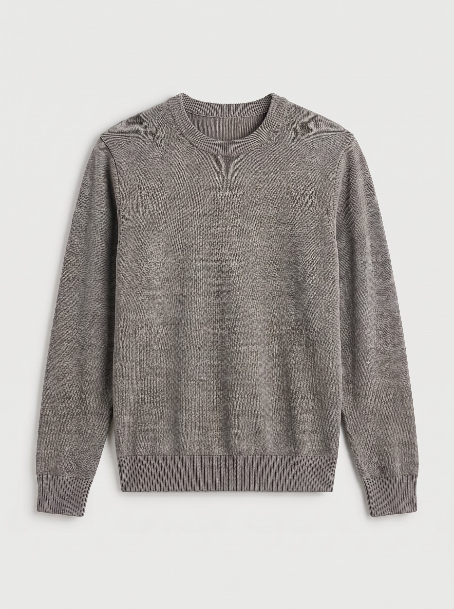 Classic Crew Neck Wool Sweater — Grey