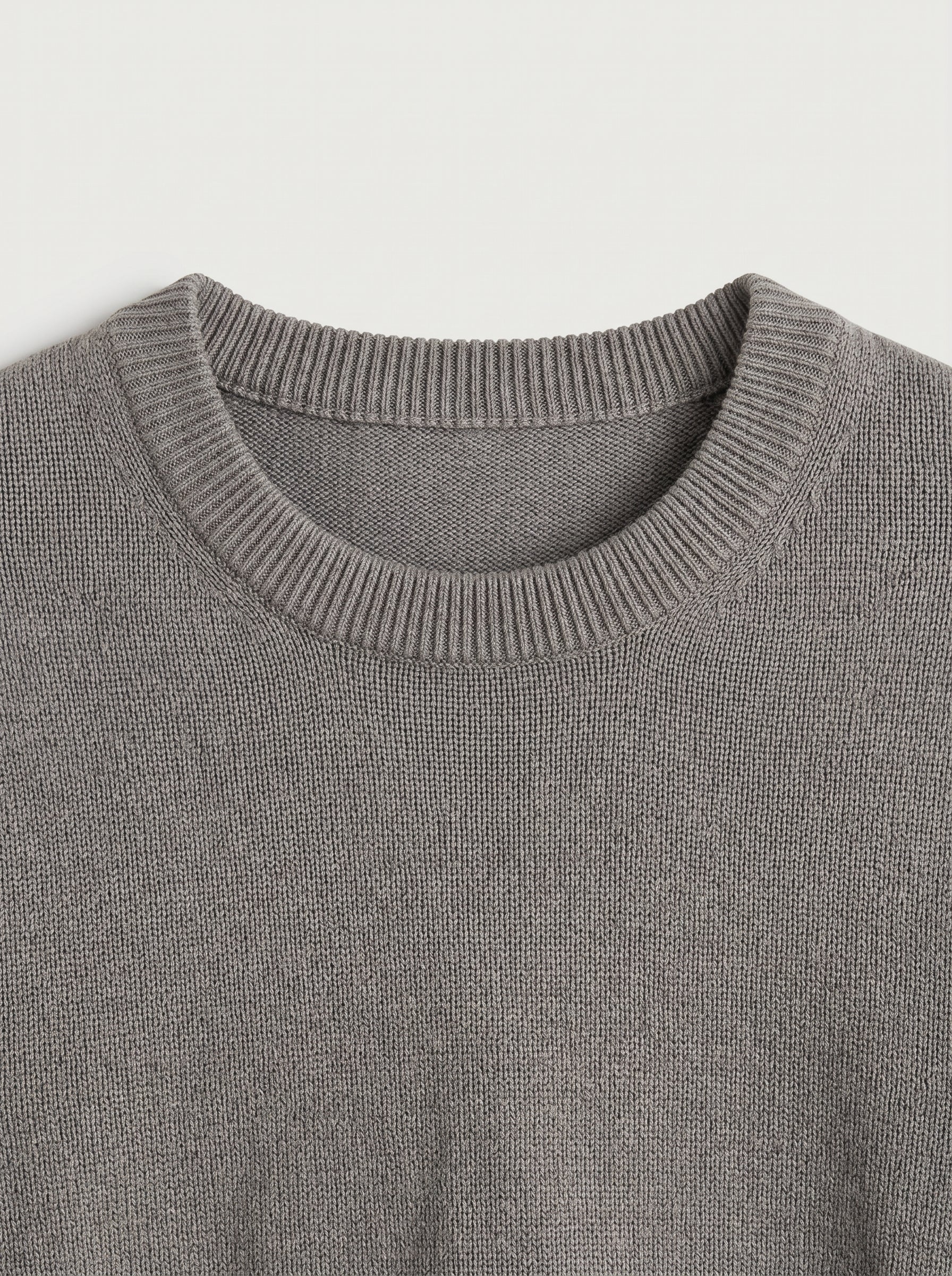 Classic Crew Neck Wool Sweater — Grey