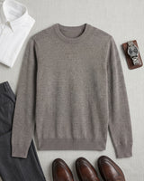 Classic Crew Neck Wool Sweater — Grey