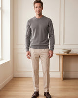 Classic Crew Neck Wool Sweater — Grey