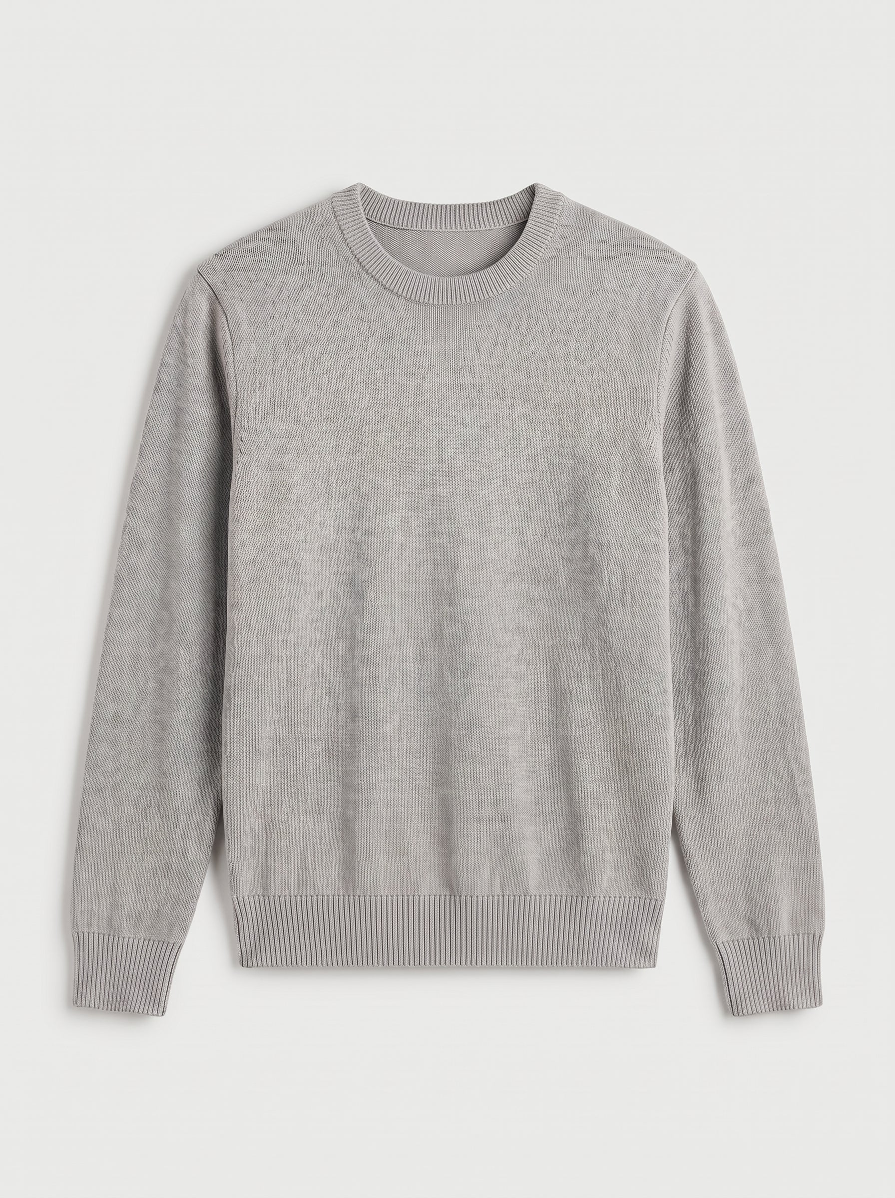 Classic Crew Neck Wool Sweater — Light grey