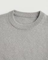 Classic Crew Neck Wool Sweater — Light grey
