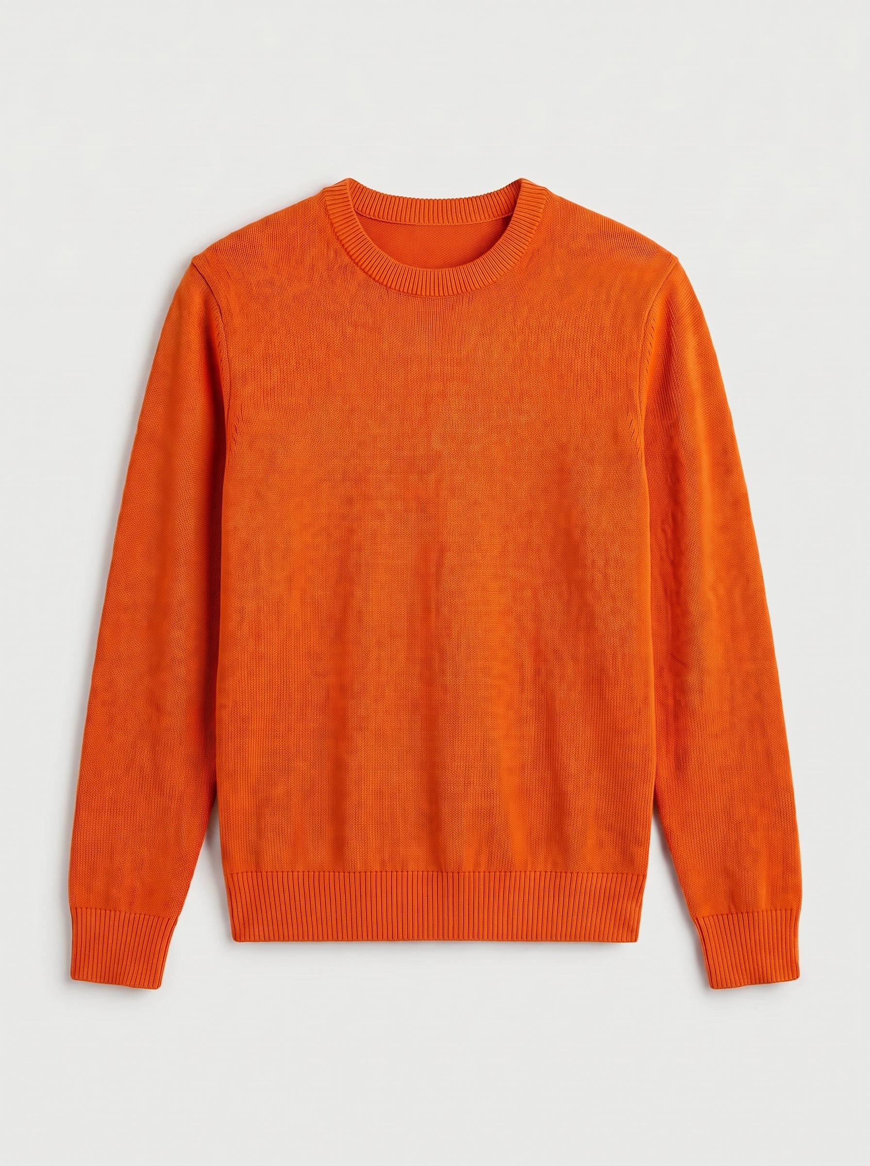 Classic Crew Neck Wool Sweater — Orange