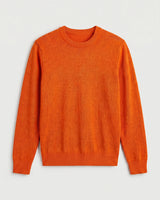 Classic Crew Neck Wool Sweater — Orange