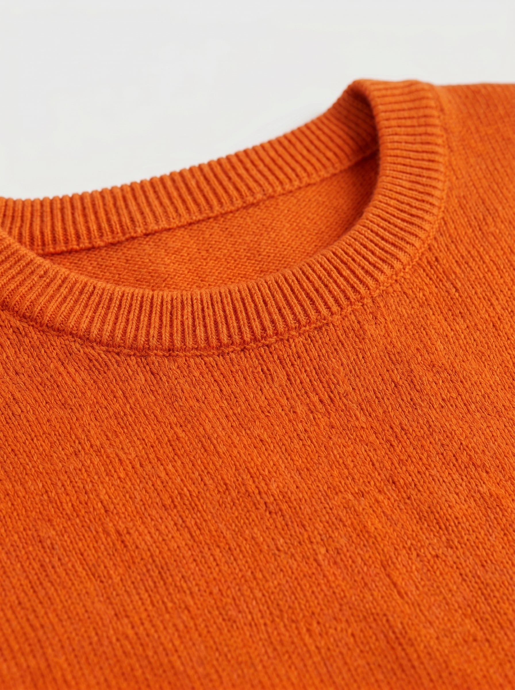 Classic Crew Neck Wool Sweater — Orange