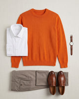 Classic Crew Neck Wool Sweater — Orange