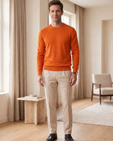 Classic Crew Neck Wool Sweater — Orange