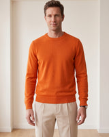 Classic Crew Neck Wool Sweater — Orange