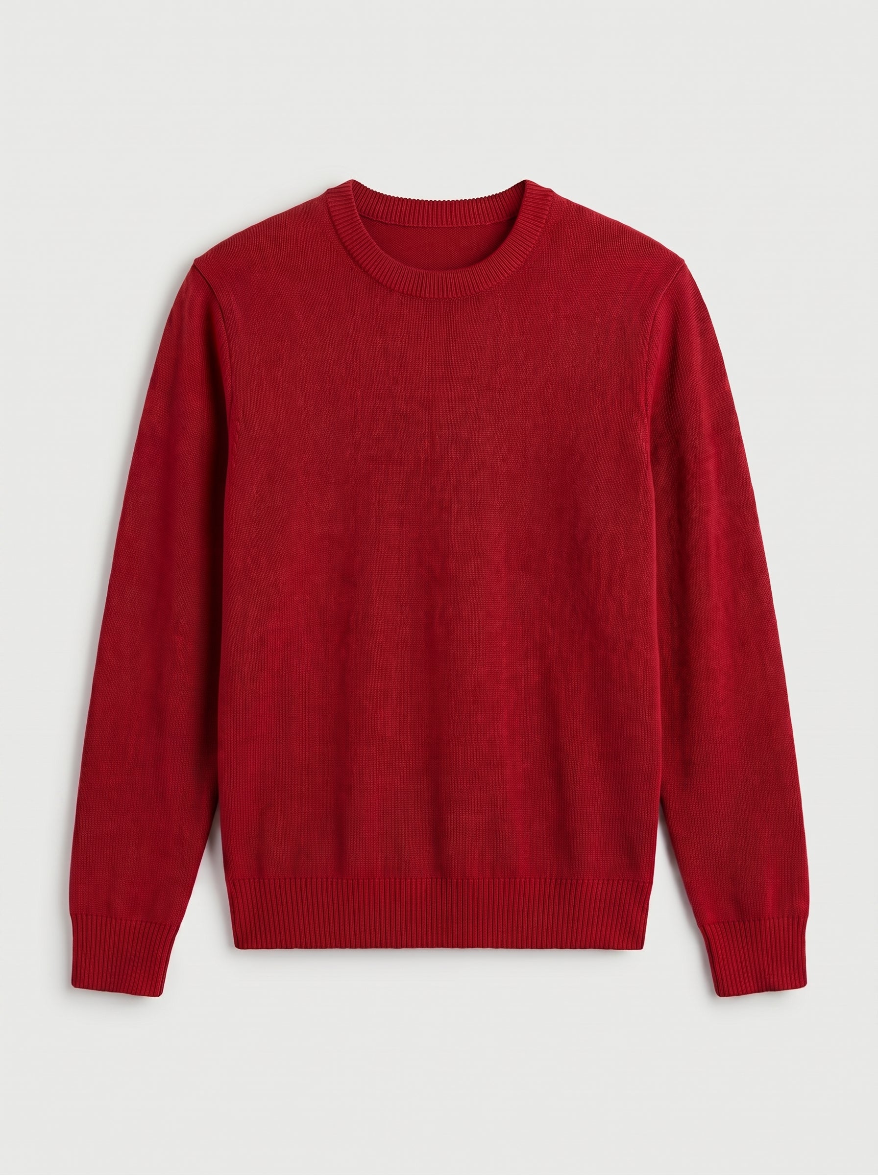 Classic Crew Neck Wool Sweater — Red