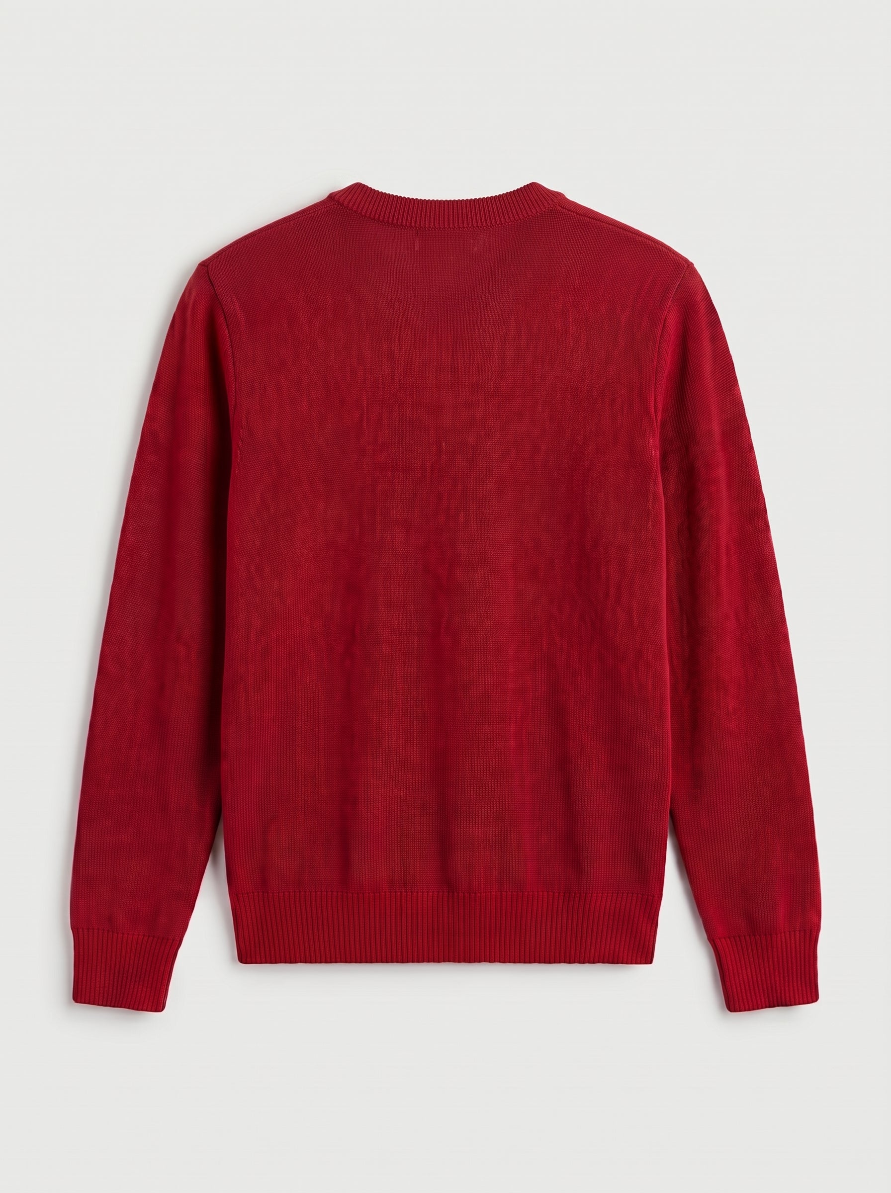Classic Crew Neck Wool Sweater — Red